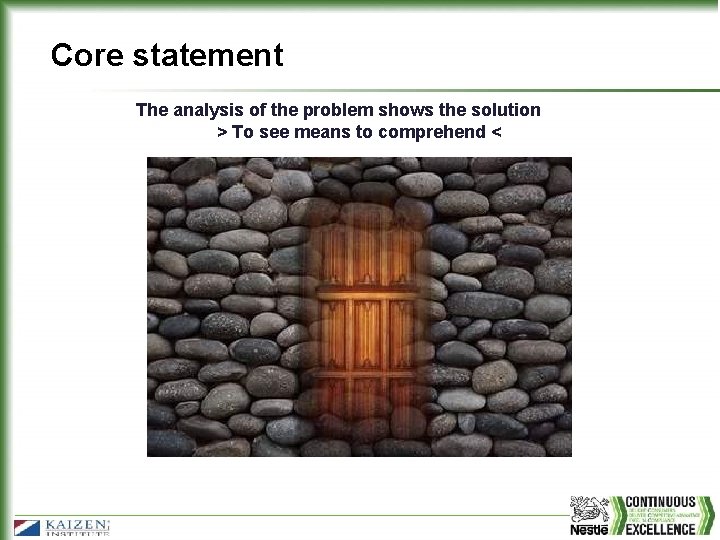 Core statement The analysis of the problem shows the solution > To see means