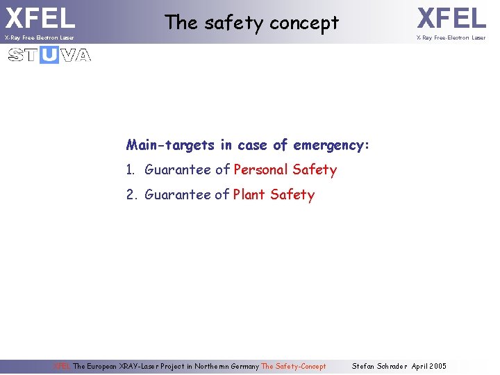 XFEL X-Ray Free-Electron Laser XFEL The safety concept X-Ray Free-Electron Laser Main-targets in case