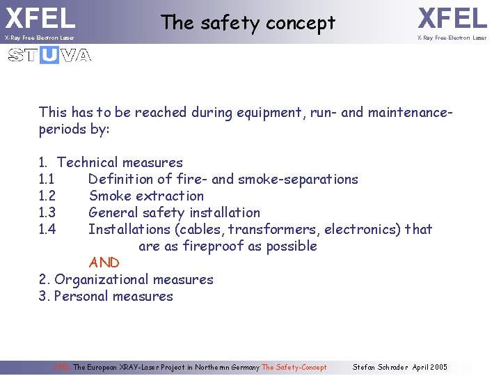 XFEL X-Ray Free-Electron Laser The safety concept XFEL X-Ray Free-Electron Laser This has to