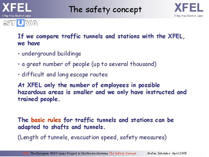 XFEL X-Ray Free-Electron Laser XFEL The safety concept X-Ray Free-Electron Laser If we compare