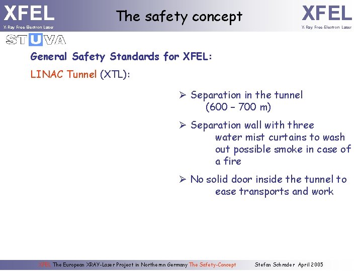 XFEL X-Ray Free-Electron Laser The safety concept XFEL X-Ray Free-Electron Laser General Safety Standards