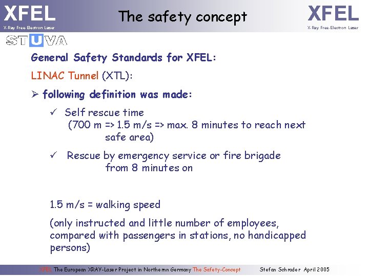 XFEL X-Ray Free-Electron Laser XFEL The safety concept X-Ray Free-Electron Laser General Safety Standards