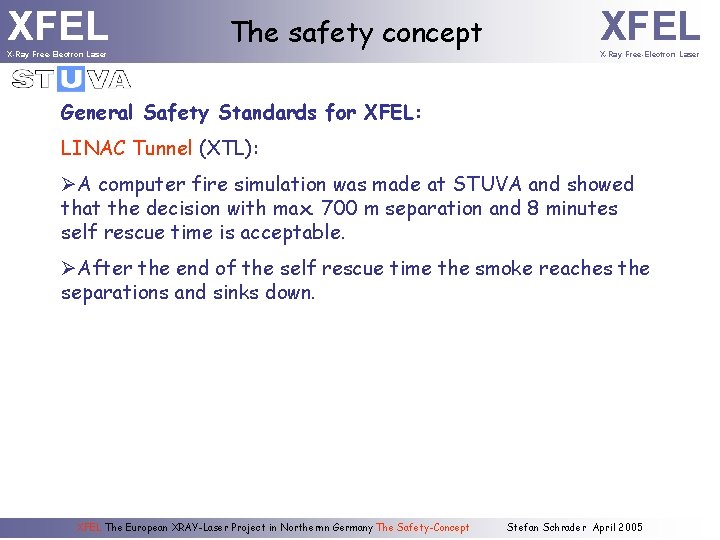 XFEL X-Ray Free-Electron Laser The safety concept XFEL X-Ray Free-Electron Laser General Safety Standards