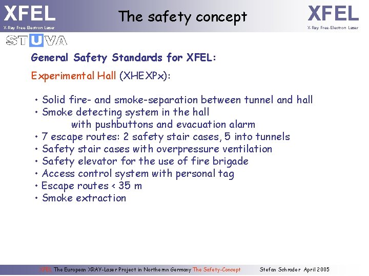 XFEL X-Ray Free-Electron Laser The safety concept XFEL X-Ray Free-Electron Laser General Safety Standards