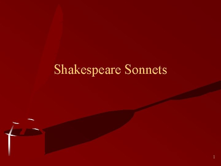 Shakespeare Sonnets 1 