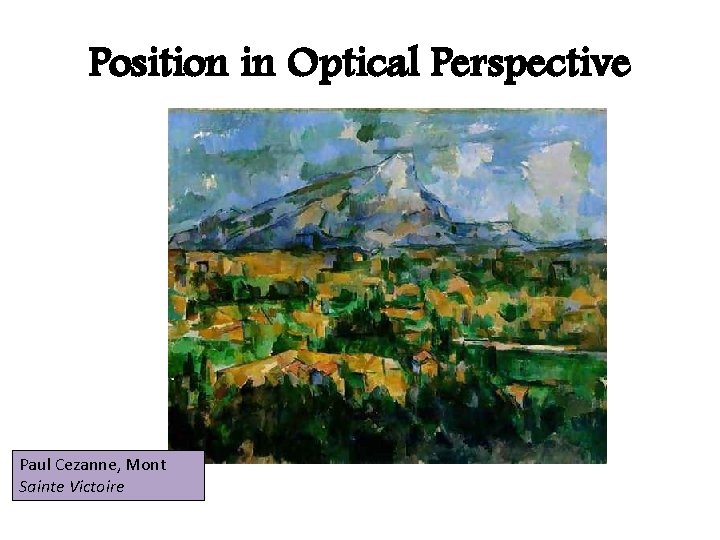 Position in Optical Perspective Paul Cezanne, Mont Sainte Victoire 