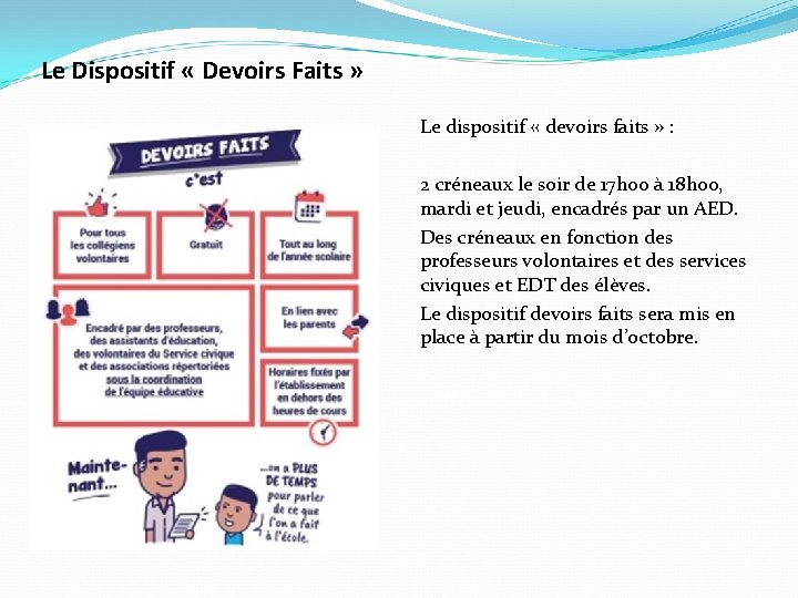 Le Dispositif « Devoirs Faits » Le dispositif « devoirs faits » : 2