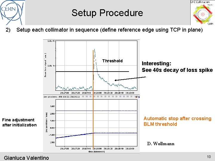 Setup Procedure 2) Setup each collimator in sequence (define reference edge using TCP in