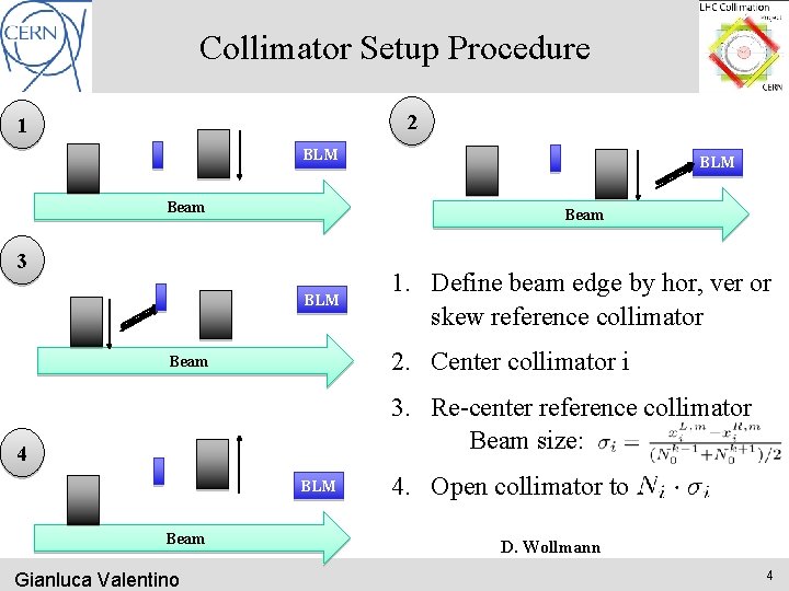 Collimator Setup Procedure 1 Reference collimator Collimator i 2 Reference collimator Collimator i BLM