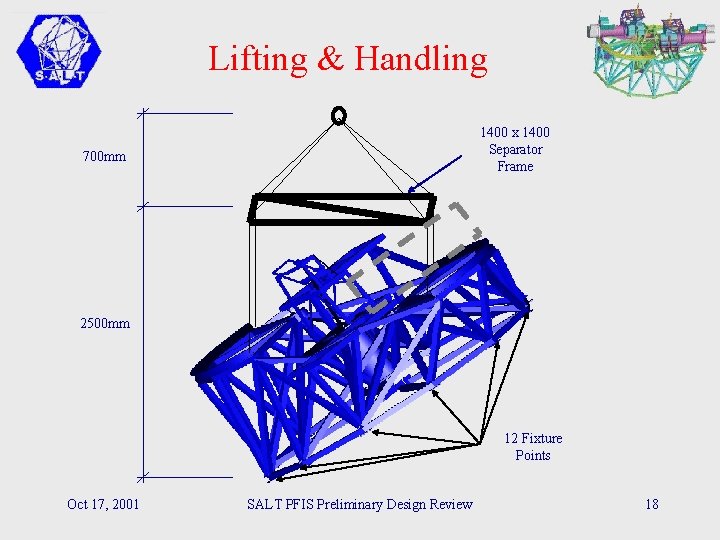 Lifting & Handling 1400 x 1400 Separator Frame 700 mm 2500 mm 12 Fixture