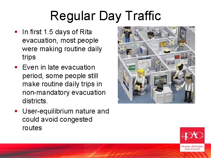 Regular Day Traffic § In first 1. 5 days of Rita evacuation, most people