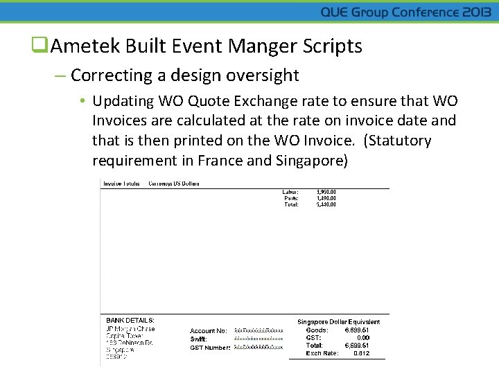 q. Ametek Built Event Manger Scripts – Correcting a design oversight • Updating WO
