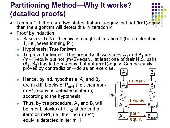 Partitioning Method—Why It works? (detailed proofs) l l Lemma 1: If there are two
