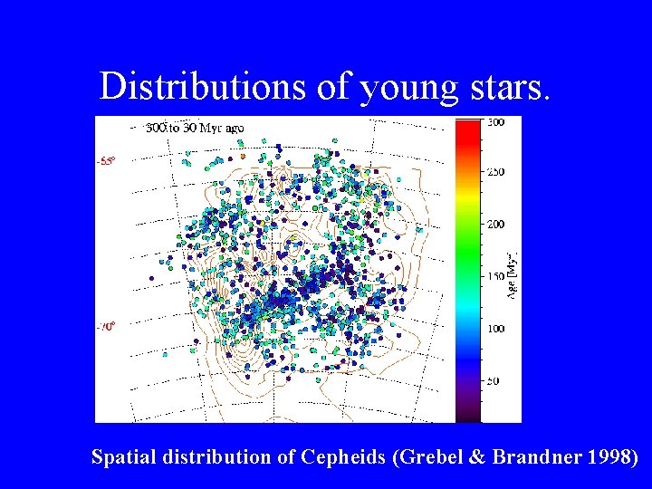 Distributions of young stars. Spatial distribution of Cepheids (Grebel & Brandner 1998) 