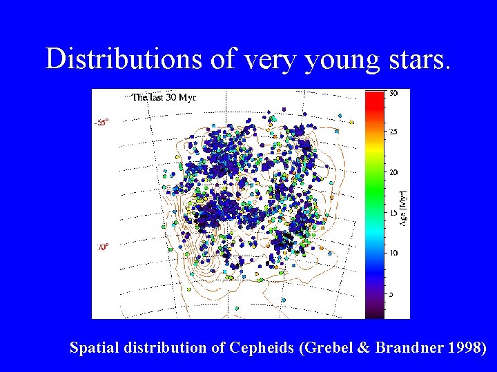 Distributions of very young stars. Spatial distribution of Cepheids (Grebel & Brandner 1998) 