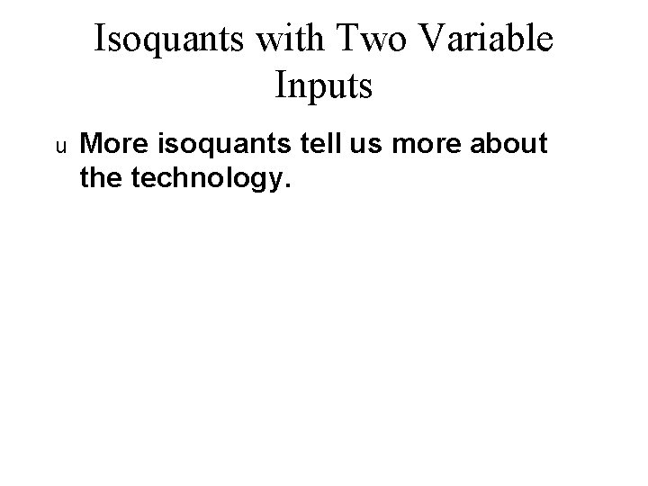 Isoquants with Two Variable Inputs u More isoquants tell us more about the technology.