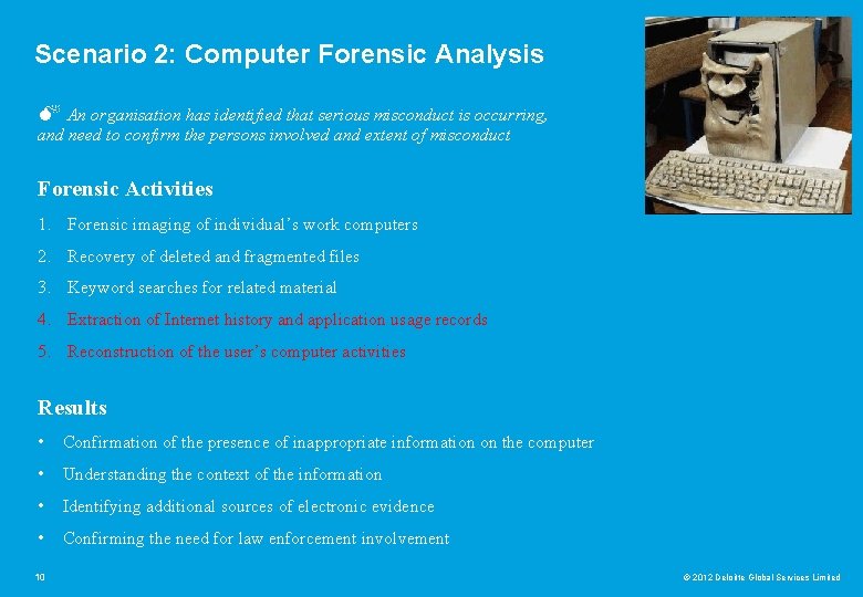 Scenario 2: Computer Forensic Analysis M An organisation has identified that serious misconduct is