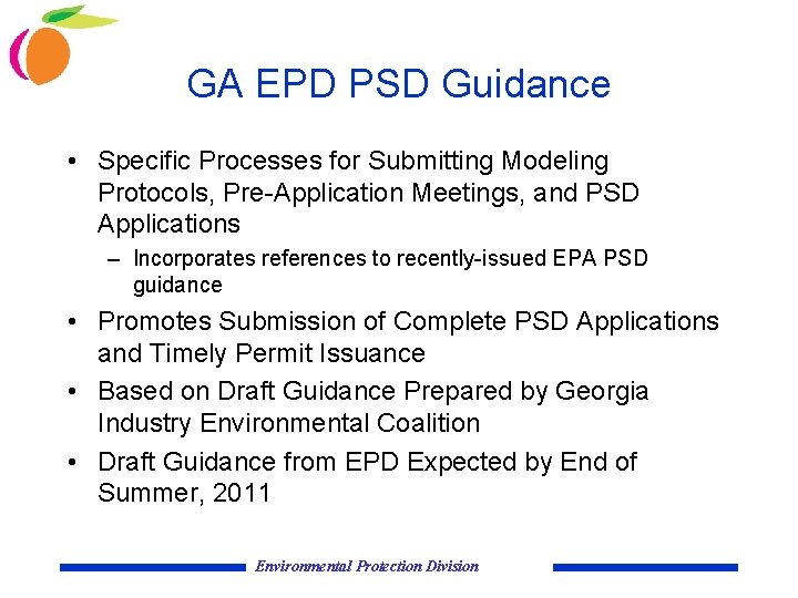 GA EPD PSD Guidance • Specific Processes for Submitting Modeling Protocols, Pre-Application Meetings, and