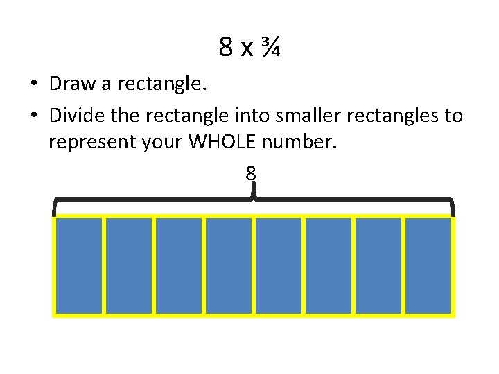 8 x¾ • Draw a rectangle. • Divide the rectangle into smaller rectangles to