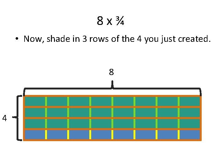 8 x¾ • Now, shade in 3 rows of the 4 you just created.