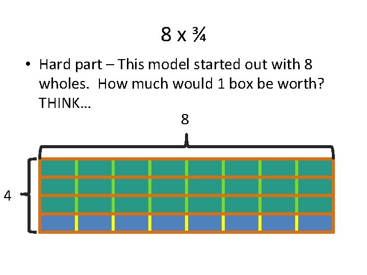 8 x¾ • Hard part – This model started out with 8 wholes. How