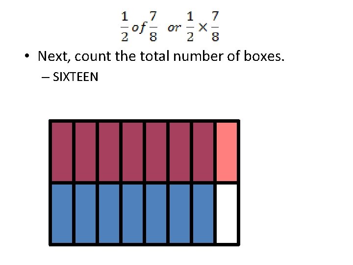  • Next, count the total number of boxes. – SIXTEEN 