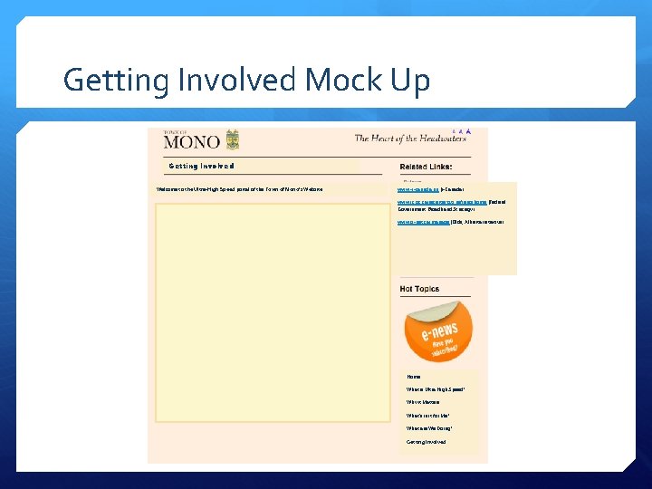 Getting Involved Mock Up Getting Involved Welcome to the Ultra-High Speed portal of the