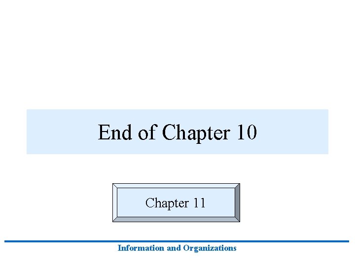 End of Chapter 10 Chapter 11 Information and Organizations End of Chapter 10 Chapter 11 Information and Organizations