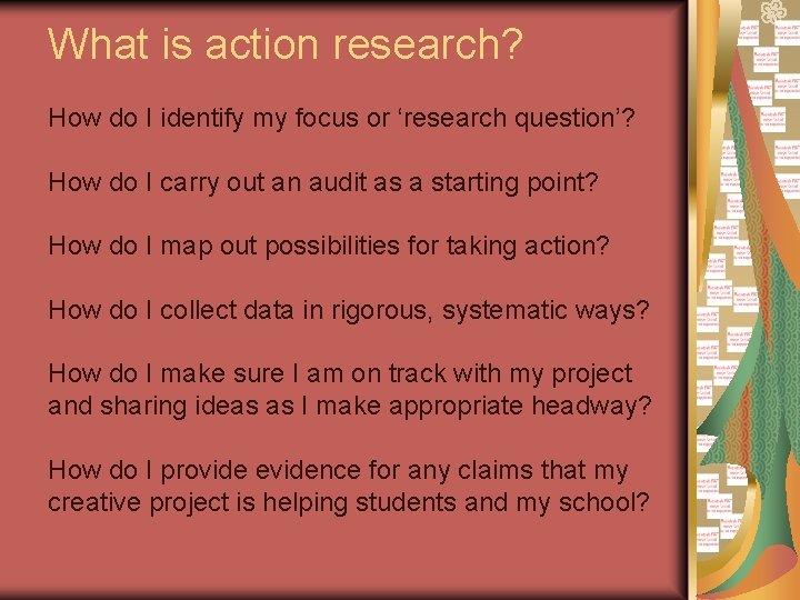 What is action research? How do I identify my focus or ‘research question’? How