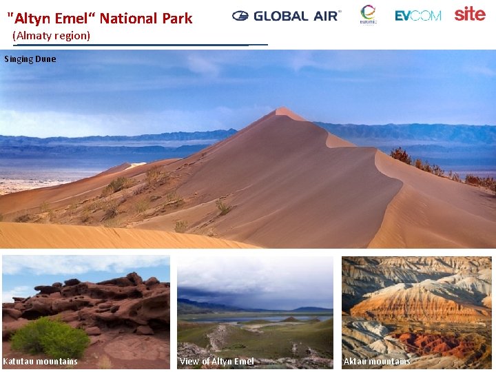 "Altyn Emel“ National Park (Almaty region) Singing Dune Katutau mountains View of Altyn Emel