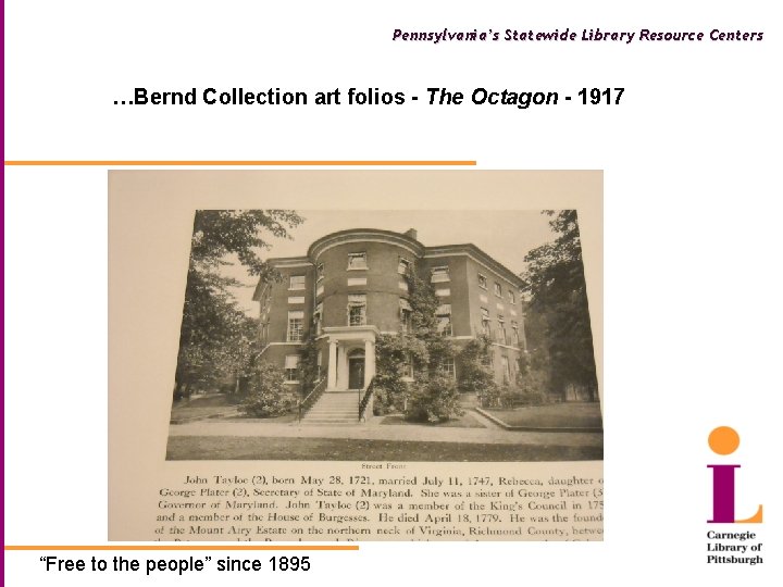 Pennsylvania’s Statewide Library Resource Centers …Bernd Collection art folios - The Octagon - 1917