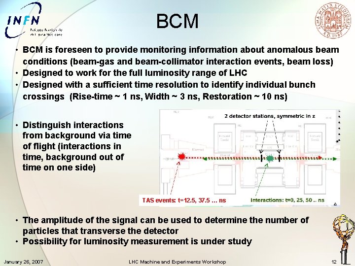 BCM • BCM is foreseen to provide monitoring information about anomalous beam conditions (beam-gas