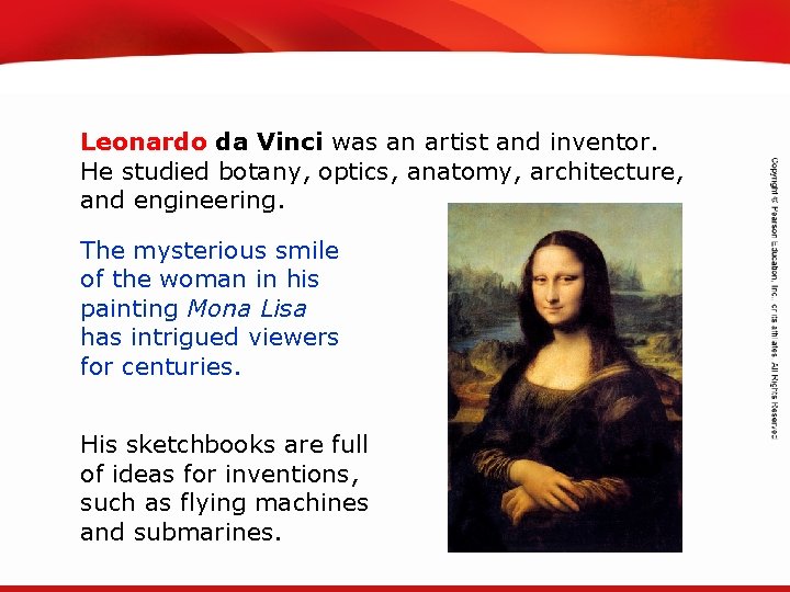 TEKS 8 C: Calculate percent composition and empirical and molecular formulas. Leonardo da Vinci