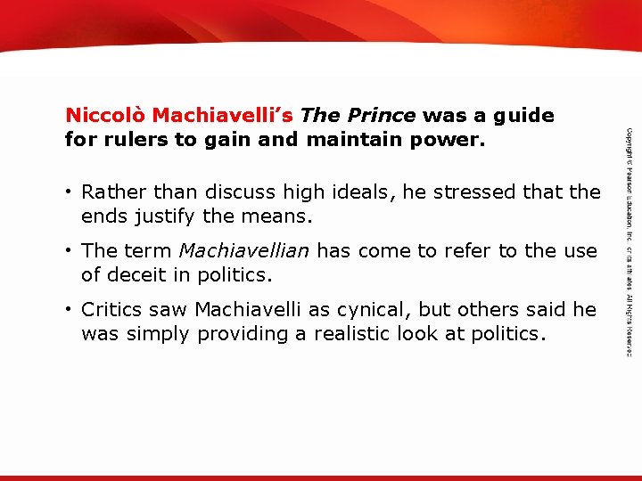 TEKS 8 C: Calculate percent composition and empirical and molecular formulas. Niccolò Machiavelli’s The