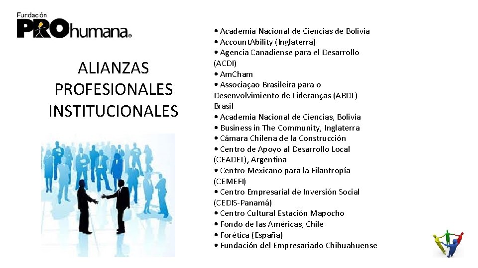 ALIANZAS PROFESIONALES INSTITUCIONALES • Academia Nacional de Ciencias de Bolivia • Account. Ability (Inglaterra)