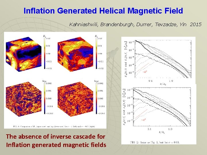 Inflation Generated Helical Magnetic Field Kahniashvili, Brandenburgh, Durrer, Tevzadze, Yin 2015 The absence of