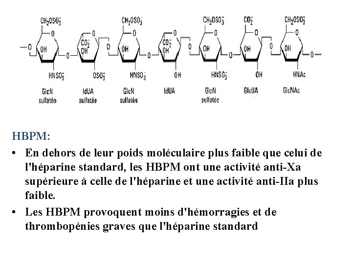 HBPM: • En dehors de leur poids moléculaire plus faible que celui de l'héparine