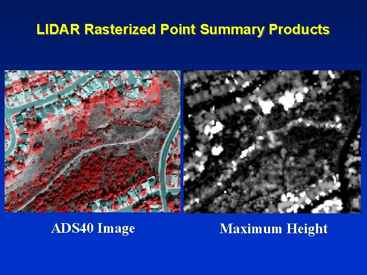 LIDAR Rasterized Point Summary Products ADS 40 Image Maximum Height LIDAR Rasterized Point Summary Products ADS 40 Image Maximum Height