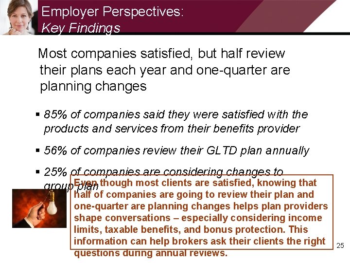 Employer Perspectives: Key Findings Most companies satisfied, but half review their plans each year