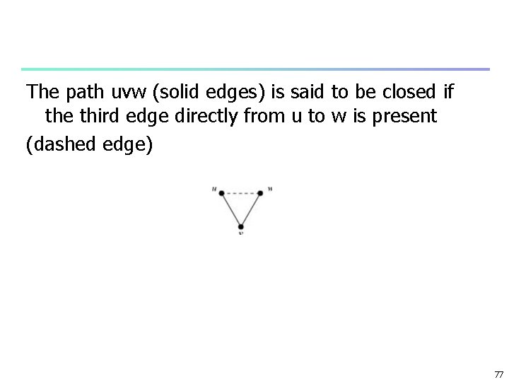 The path uvw (solid edges) is said to be closed if the third edge