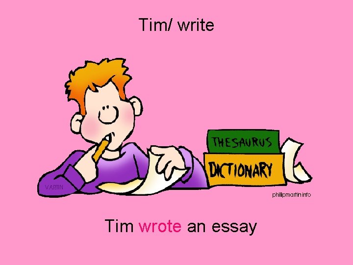 Tim/ write Tim wrote an essay 