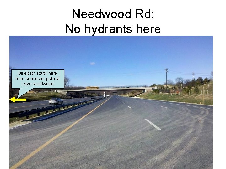 Needwood Rd: No hydrants here Bikepath starts here from connector path at Lake Needwood