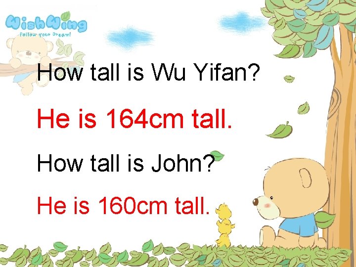 How tall is Wu Yifan? He is 164 cm tall. How tall is John?
