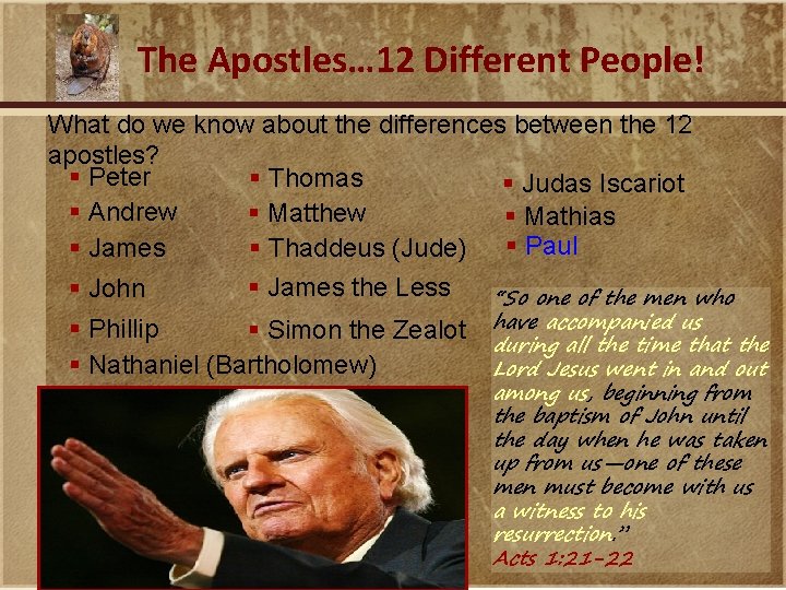 The Apostles… 12 Different People! What do we know about the differences between the
