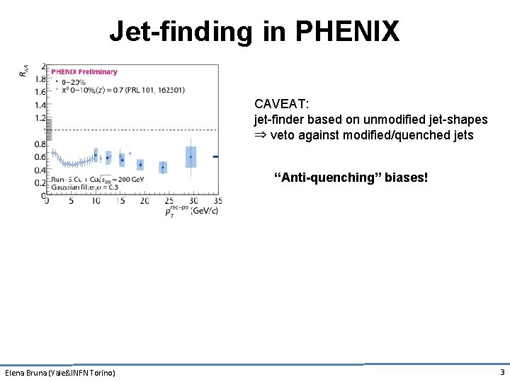 Jet-finding in PHENIX CAVEAT: jet-finder based on unmodified jet-shapes ⇒ veto against modified/quenched jets
