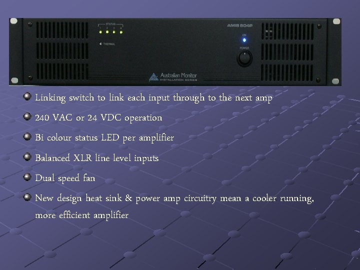 Linking switch to link each input through to the next amp 240 VAC or