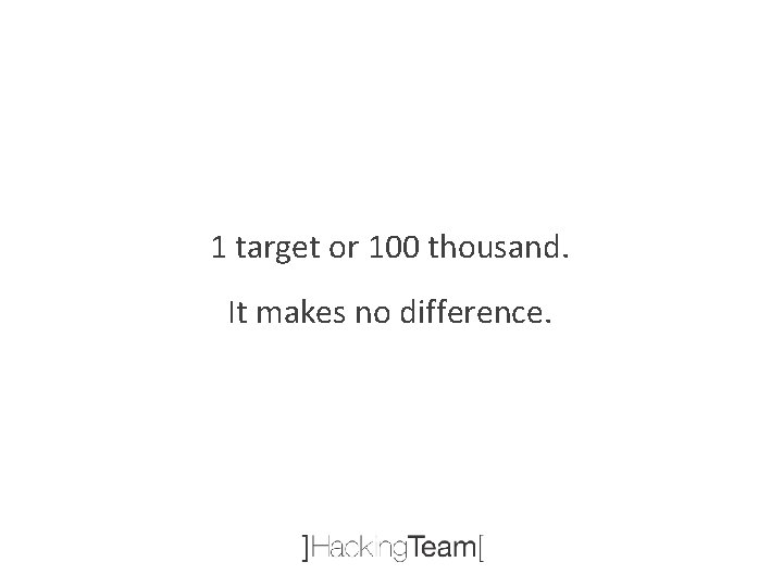 1 target or 100 thousand. It makes no difference. 