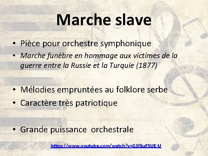 Marche slave • Pièce pour orchestre symphonique • Marche funèbre en hommage aux victimes