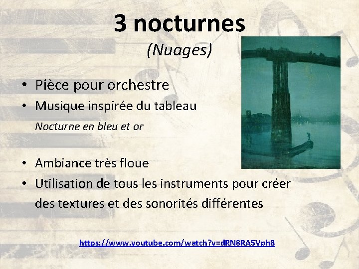 3 nocturnes (Nuages) • Pièce pour orchestre • Musique inspirée du tableau Nocturne en