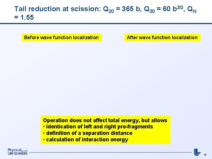 Tail reduction at scission: Q 20 = 365 b, Q 30 = 60 b
